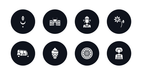 symbol for mobile filled icons set. filled icons such as devi, gate of india, indra, lakshmi, tuk tuk, kandeel, ashoka, kali vector.