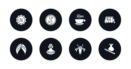 symbol for mobile filled icons set. filled icons such as marathi language, sarnaism, indian tea, rickshaw, turban, kumbh kalash, indian cow, krishna janmashtami vector.