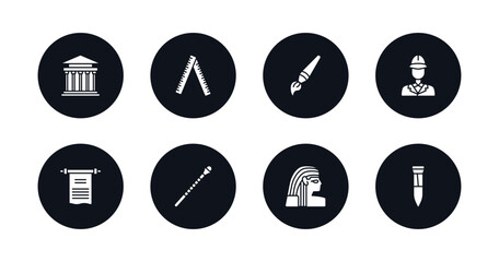 symbol for mobile filled icons set. filled icons such as greek, ruler, brushes, policeman, paper, staff, egypt, tool vector.