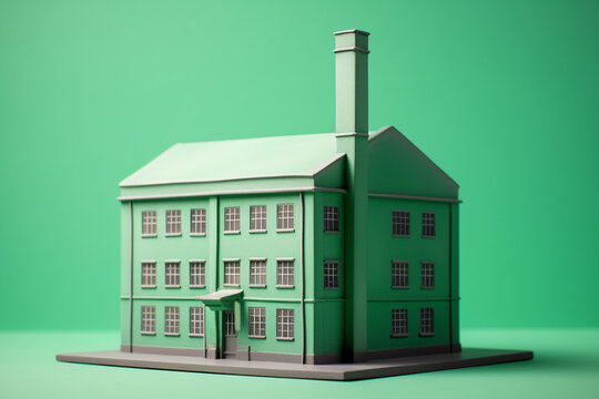 Green factory building. Generative AI illustration