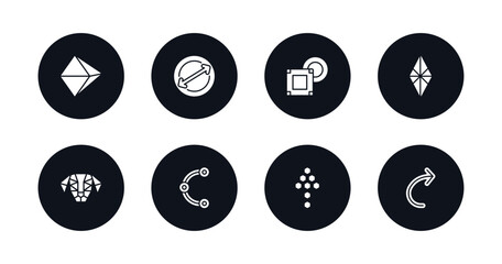 symbol for mobile filled icons set. filled icons such as octahedron, diameter, , polygonal rhomb, polygonal dog, spline, polygonal arrow up, undo vector.