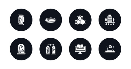 symbol for mobile filled icons set. filled icons such as cloning, vr glasses, nanotechnology, building, egg incubator, teleportation, online learning, augmented reality vector.