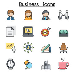 Business color line icon set