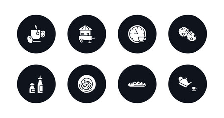 symbol for mobile filled icons set. filled icons such as hot herbal, snack booth, tea time, biscuits, condiment, wonton noodles, french bread, tea ceremony vector.