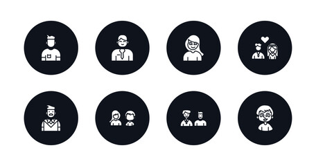 symbol for mobile filled icons set. filled icons such as brother, husband, daughter, spouse, father, sibling, step-brother, son vector.