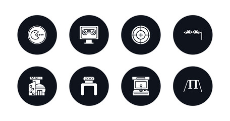 symbol for mobile filled icons set. filled icons such as game, pc game, shooting game, masquerade, mall, zoo, arcade hine, swing vector.
