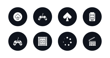 symbol for mobile filled icons set. filled icons such as spades, controller, ace of spades, super, video game, board games, spinner, clapboard vector.