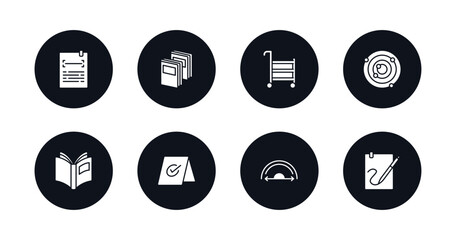 symbol for mobile filled icons set. filled icons such as title, two books, school cart, atomic theory, open book black cover, booked, semicircles, calligraphy vector.