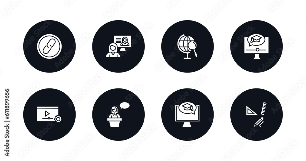 Poster symbol for mobile filled icons set. filled icons such as links, interactive course, geography, elear