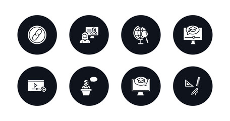 symbol for mobile filled icons set. filled icons such as links, interactive course, geography, elearning, tutorial, lecture, e learning, study tools vector.