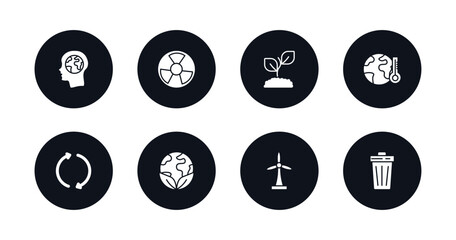 symbol for mobile filled icons set. filled icons such as think eco, radioactive, eco plant, greenhouse effect, reuse, save the world, wind turbine, waste vector.