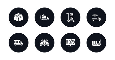 symbol for mobile filled icons set. filled icons such as delivery box, delivery day, cargo, logistic, delivery date, pallet, monitor, logistic ship vector.