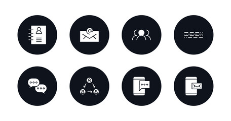 symbol for mobile filled icons set. filled icons such as contacts, emails, speaking, morse code, chatting, people connection, mobile chat, mobile receiving email vector. © IconArt