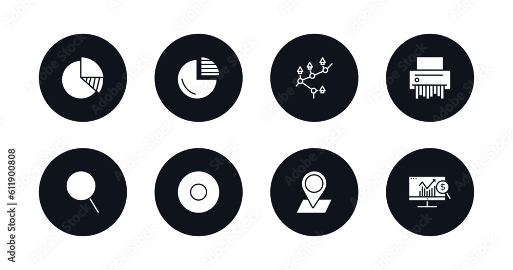 Poster symbol for mobile filled icons set. filled icons such as data analysis pie chart, graph pie, mortgag