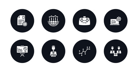 symbol for mobile filled icons set. filled icons such as stock dealing, globe analytics, bussines briefcase, laptop analysis, statistics presentation, chief executive officer, value pointer, men