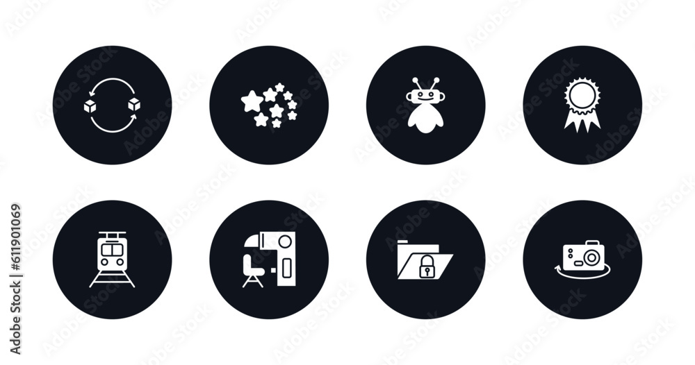 Poster symbol for mobile filled icons set. filled icons such as replacement, outer space, robot assistant, 