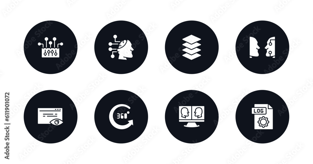 Poster symbol for mobile filled icons set. filled icons such as control, availability, layers, turing test,