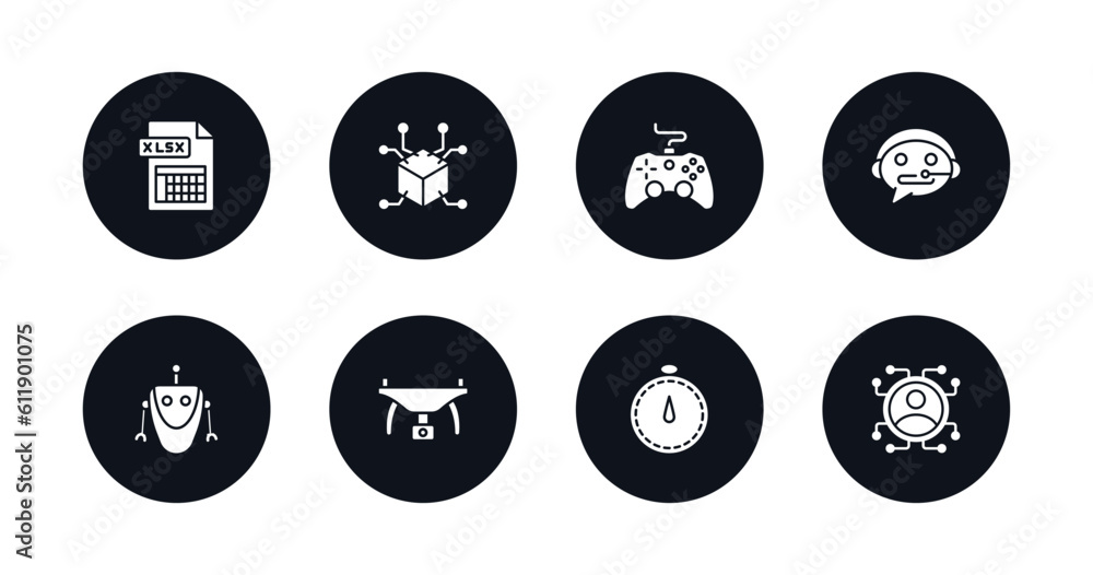 Poster symbol for mobile filled icons set. filled icons such as xlsx, 3d, game control, technical support, 