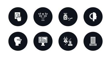 symbol for mobile filled icons set. filled icons such as biometrics, technology tree, medicine, cyborg, oculus rift, business, robots and humans, difference engine vector.