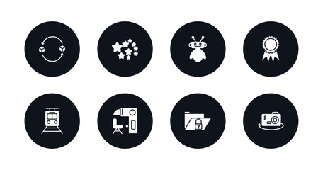 symbol for mobile filled icons set. filled icons such as replacement, outer space, robot assistant, recognition, train, sensorama, secure data, ar camera vector.