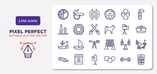 people skills outline icons set. thin line icons such as radar detection, empathy, de, gardener, equality, seamstrees, body building, safety vesty vector.