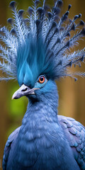 blue bird with headdress, generative ai