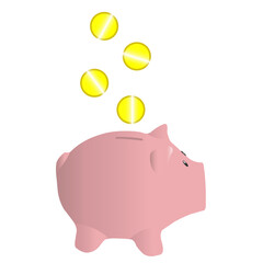 Pink piggy bank made in 3d style