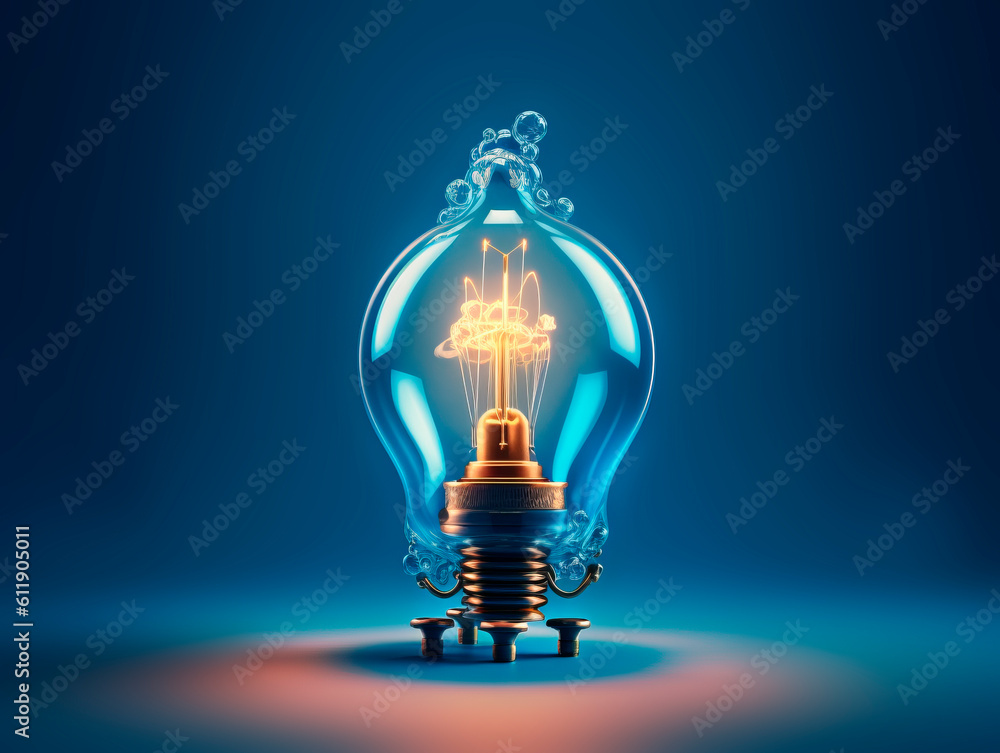 Poster a glowing light bulb illuminates a dark room, embodying the concept of ideas. it becomes an artistic
