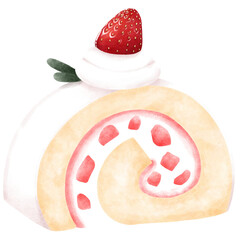 roll cake watercolor paint