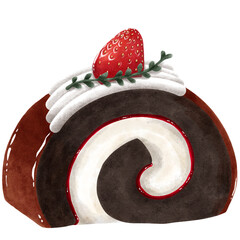 roll cake watercolor paint