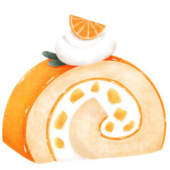 roll cake watercolor paint