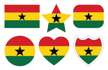 Ghana flag in design shape set. Flag of Ghana in design shape set.