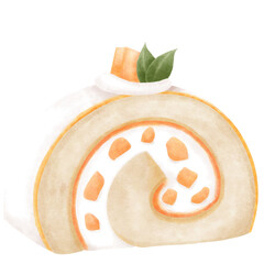 roll cake watercolor paint