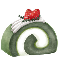 roll cake watercolor paint