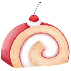 roll cake watercolor paint