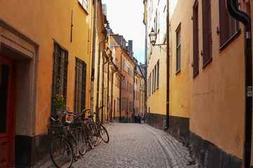 Foto auf Acrylglas Stockholm narrow street in the town, stockholm