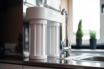 water filter in a modern house closeup