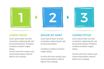 Infographic template with 3 steps or options with place for your text, vector eps10 illustration