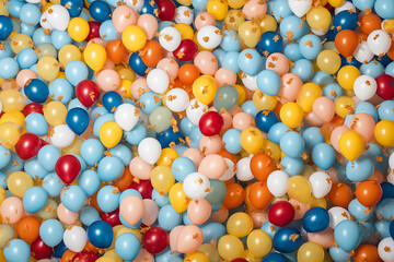 Fototapeta na wymiar texture background of multicolored rubber balloons. Generative AI