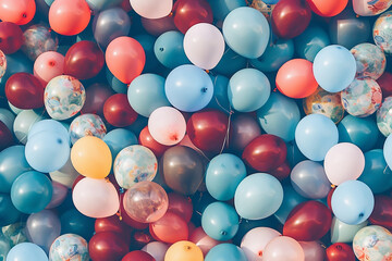 texture background of multicolored rubber balloons. Generative AI