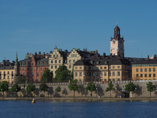 Fototapeta na wymiar Panorama picture of old town buildings in Stockholm Sweden.