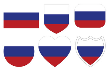 Russian flag in shape set. Flag of Russia in shape set.