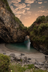 Beautiful hidden beach. The Saraceno grotto is on the seafront Salerno, Campania, Salerno, Italy