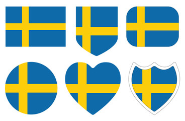 Flag of Sweden in shape set. Sweden flag in shape set