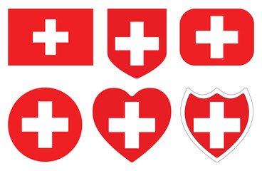 Flag of Switzerland in shape set. Swiss flag in shape set.
