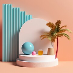 realistic 3d podium pedestal stand for product photo