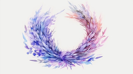 Fototapeta na wymiar lavender wreath frame watercolor. generative ai
