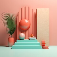 realistic 3d podium pedestal stand for product photo