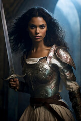 Fantasy Warrior Woman. Generative AI.
A digital rendering of a fantasy warrior woman holding a sword.