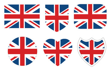 United Kingdom flag  in design shape set. Flag of UK in design shape set.